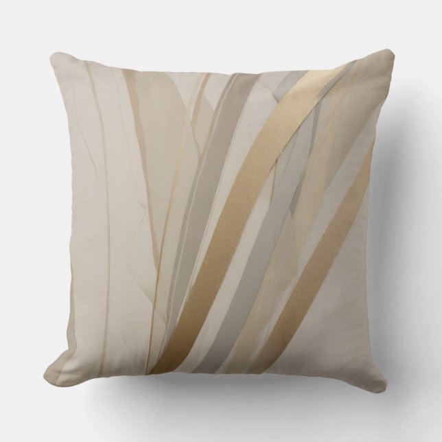 Coussin Brun doré beige gris Abstrait (Recto)