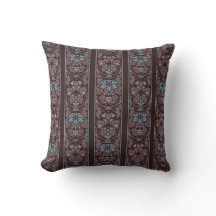 Brun foncé avec la rayure bleue de fleurs