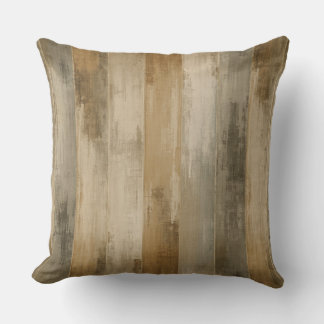 Coussin Brun gris beige rustique rayure bois de grange pat