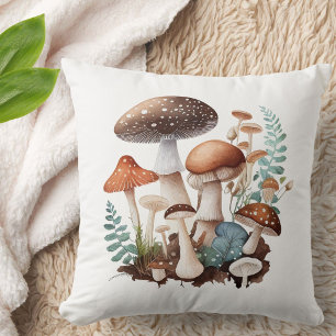 Coussin Brun Terreux Vert Forestier Champignon Mignon Rust