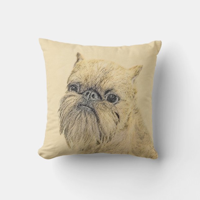 Coussin Bruxelles Griffon Peinture - Cute Original Chien A (Recto)
