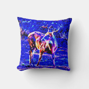 Coussin Buck Deer Art en Blue Hunter Jeu d'oreiller