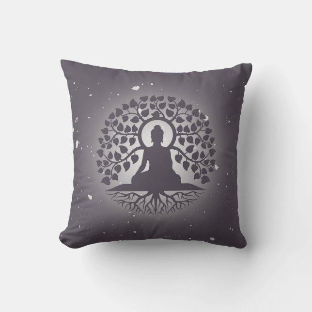 Coussin Buddha Tree Yoga Throw Pillow (Recto)