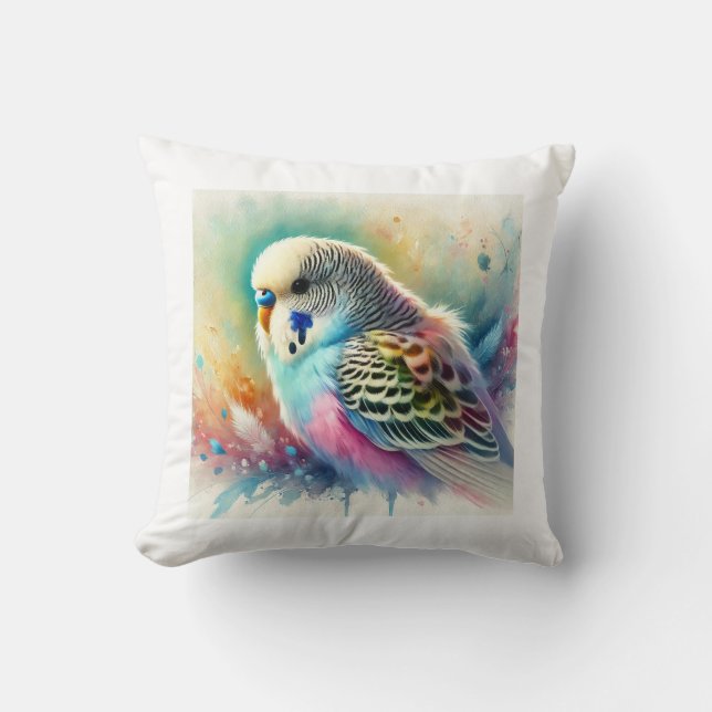 Coussin Budgerigar in Colorful Harmony 171024AREF122 - Wat (Recto)