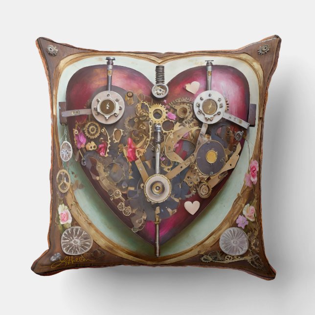 Coussin Buff Red Heart Steampunk Series (Recto)