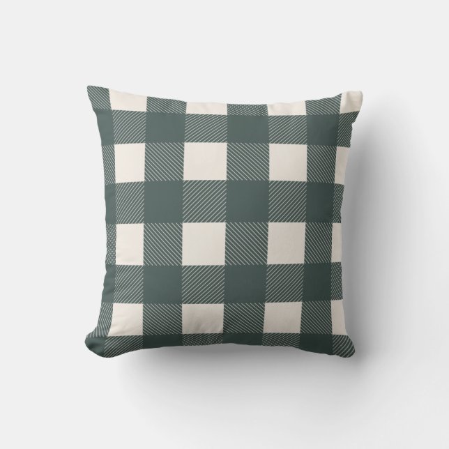 Coussin Buffalo Check Green Plaid Noël Holiday (Recto)