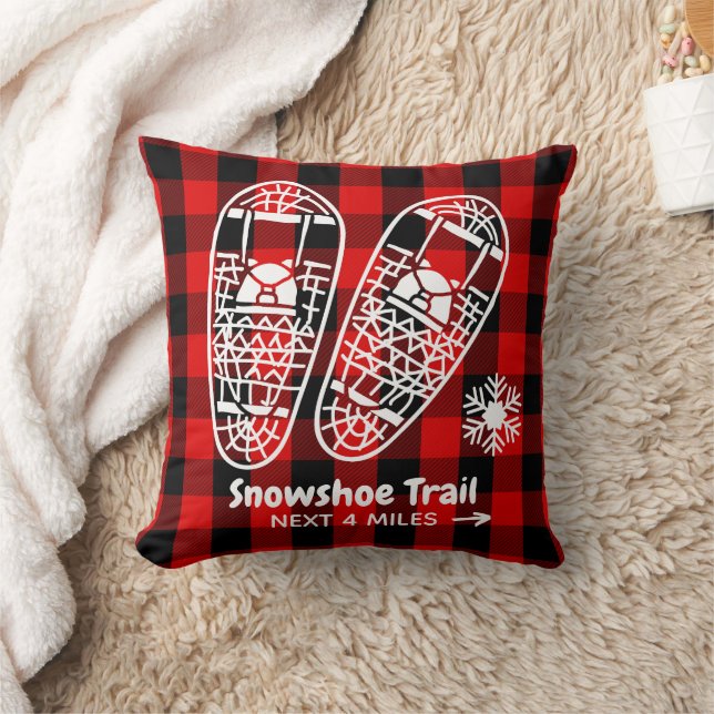 Coussin Buffalo Plaid Snowchaussures rustique Cabine Décor (Couverture)