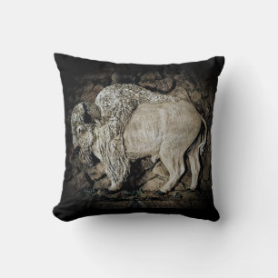 Coussin "Buffle blanc" œuvre originale