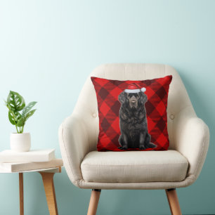 Coussin Buffle de chien de Terre-Neuve en vacances de Noël