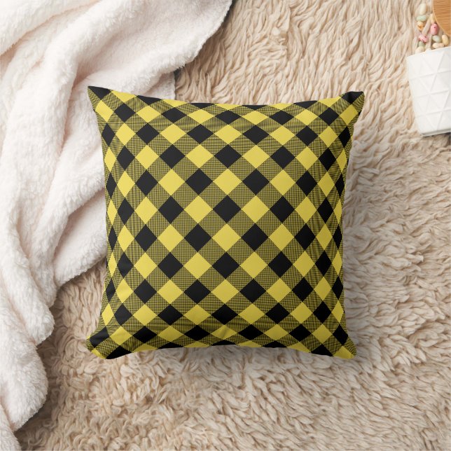 Coussin Buffle jaune plaqué | Motif Lumberjack (Couverture)