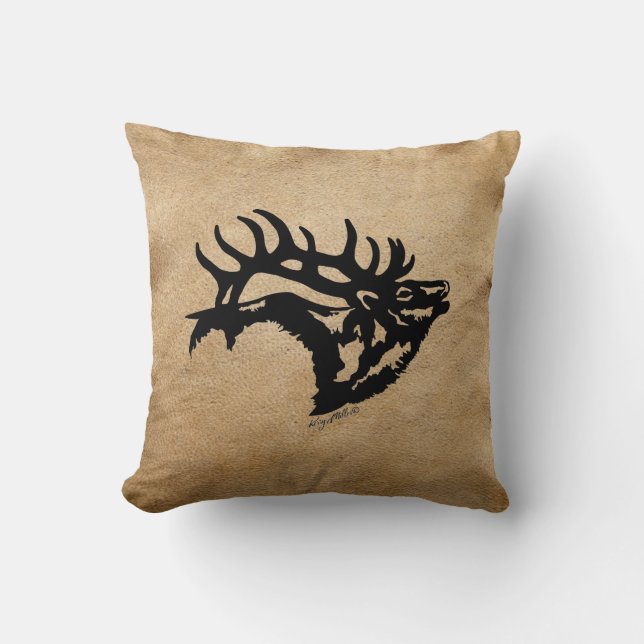 Coussin Bull Elk Silhouette (Recto)
