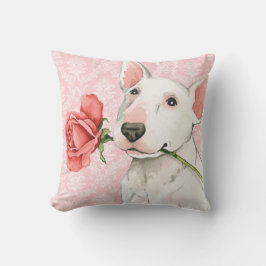 Coussin Bull-terrier rose de Valentine
