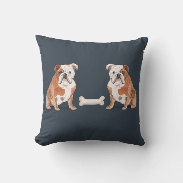 Coussin Bulldog Anglais Contre Bulldog Anglais (Recto)