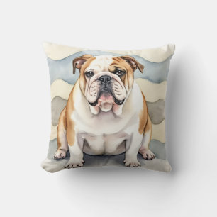 Coussin Bulldog aquarelle motif ondulation douce