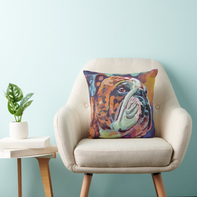 Coussin Bulldog Painting -Forever Loved Pet (Chaise)