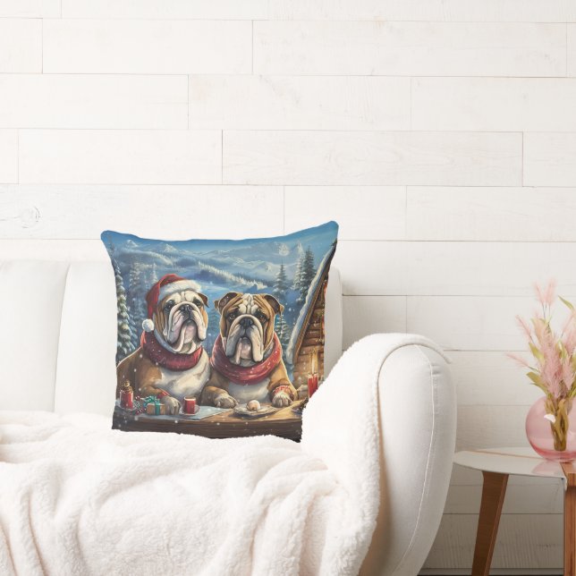 Coussin Bulldogs Conception de vacances par Rich AMeN Gill (Canapé)