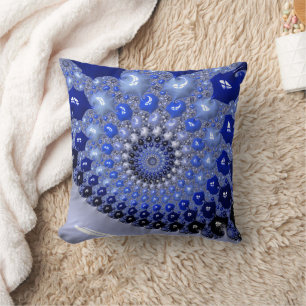 Coussin Bulles fractales Ombre Bleu Abstrait