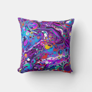 Coussin Bulles violettes, Bleues et colorées Abstraites