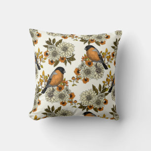 Coussin Bullfinch on autumn floral 2