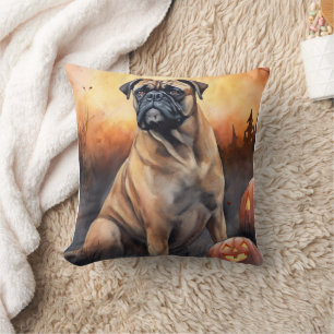 Coussin Bullmastiff d'Halloween avec la peur Citrouille