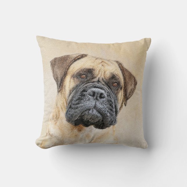 Coussin Bullmastiff Painting - Cute Original Dog Art (Recto)