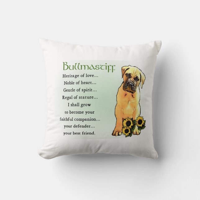 Coussin Bullmastiff patrimoine des cadeaux d'amour (Recto)