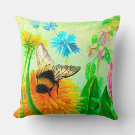 Coussin Bumblebee sur le pandelion