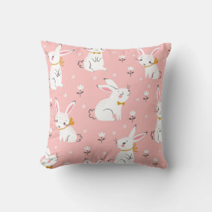Coussin Bunnies blancs : Cute Floral sans joint