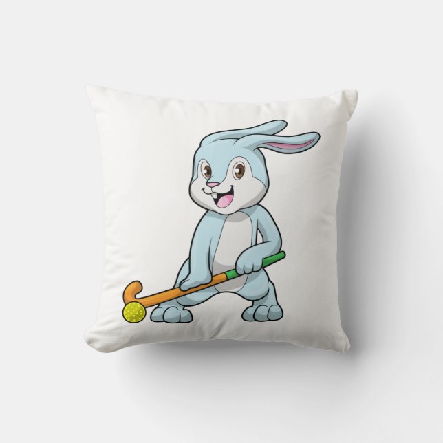 Coussin Bunny au hockey sur gazon avec bâton de hockey (Recto)