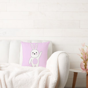 Coussin Bunny. Blanc et rose.