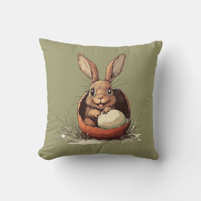 Coussin Bunny de Pâques - Charme de printemps écologique (Recto)
