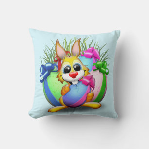 Coussin Bunny de Pâques drôle et caractère mignon Bitin