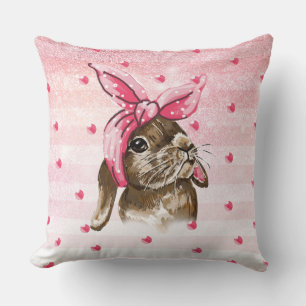 Coussin Bunny parties scintillant peinte main