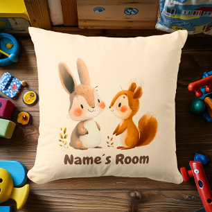 Coussin Bunny & Squirrel Amis de la Forêt   Chambre d'Enfa