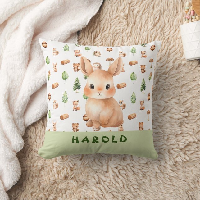 Coussin Bunny Woodland Animaux Motif Baby Boy Nursery (Couverture)