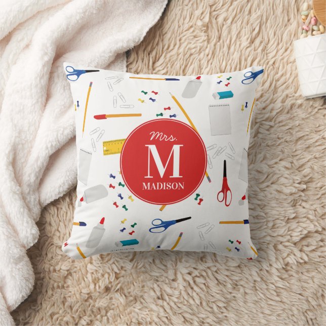 Coussin Bureau scolaire et artisanat Fournitures Motif Mon (Couverture)