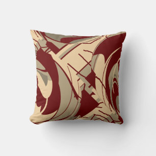 Coussin Burgundy Beige Taupe Feuille luxuriant Art Design