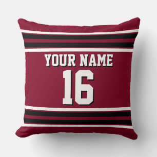Coussin Burgundy Black Wht Team Jersey Numéro personnalisé