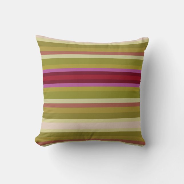 Coussin Burgundy Et Olive Green Stripe (Recto)