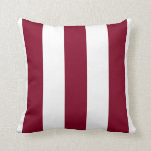 Coussin Burgundy Et White Stripes