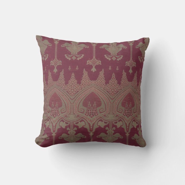 Coussin Burgundy Gold Damask Patte (Recto)
