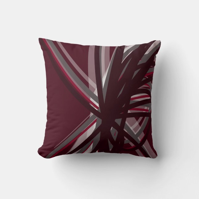 Coussin Burgundy Grey & White Crises Cross Ribbon Design (Recto)