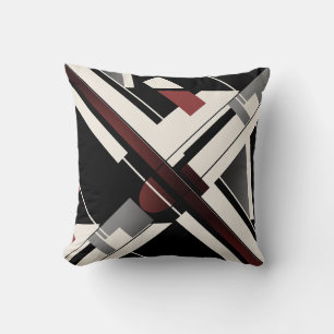 Coussin Burgundy Gris Noir Beige Crise Crise Art Abstrait
