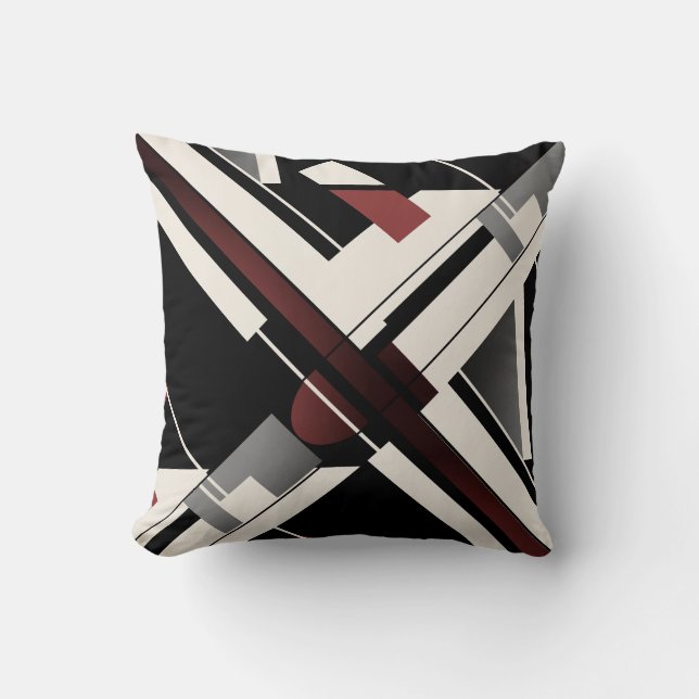 Coussin Burgundy Gris Noir Beige Crise Crise Art Abstrait (Recto)