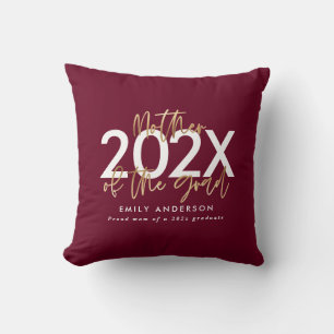 Coussin burgundy or moderne script photo graduation