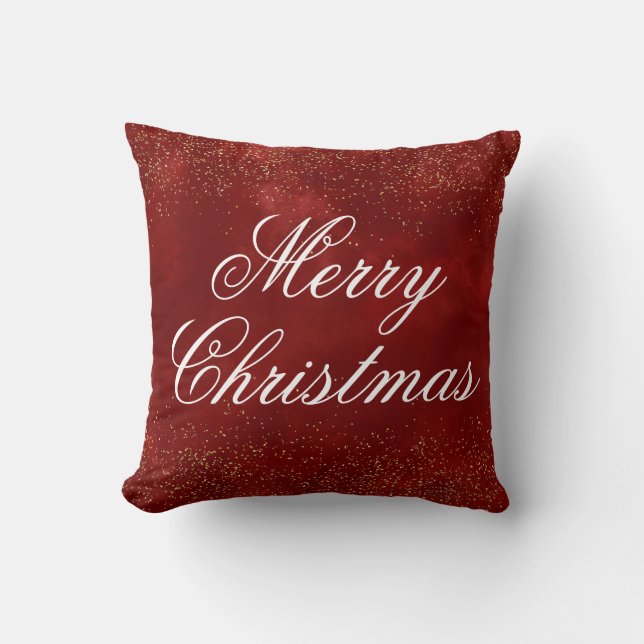 Coussin Burgundy Red Gold Parties scintillant White Merry  (Recto)