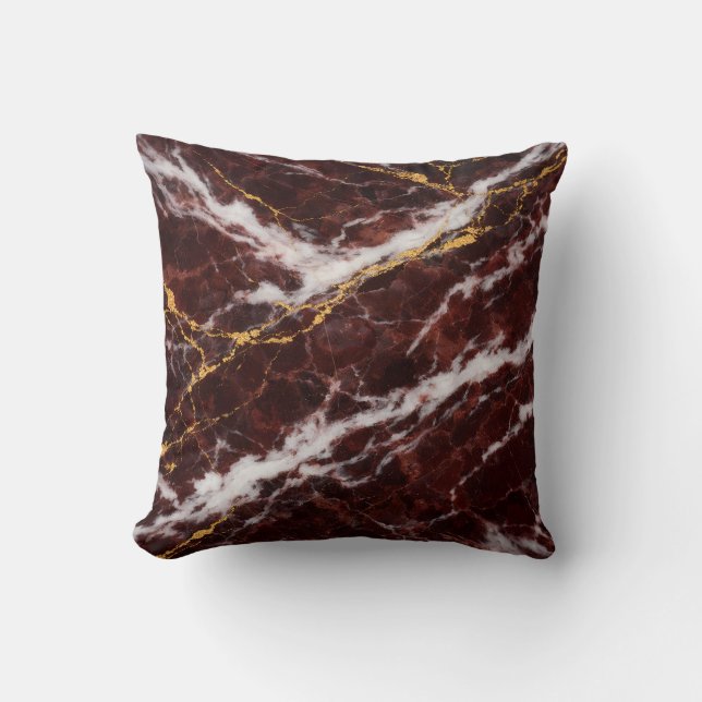 Coussin Burgundy Royale Marble with White & Gold Veining (Recto)