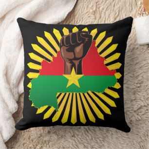 Coussin Burkina Faso Carte, drapeau et première révolution