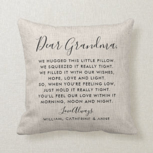 Coussin Burlap Rustique Cher grand-mère Message Photo