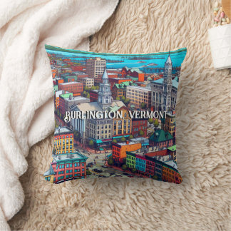 Coussin Burlington, Vermont Comic Style Art